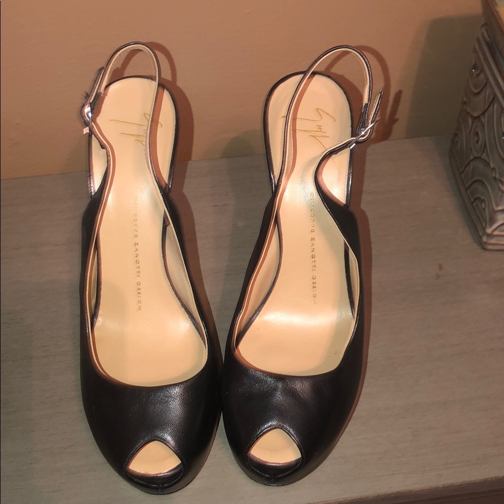 Giuseppe Zanotti Black Peep-Toe Heels - Picture 2 of 4